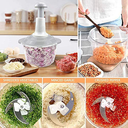 3 in 1 Hand-Press Vegetable Chopper Mixer Cutter