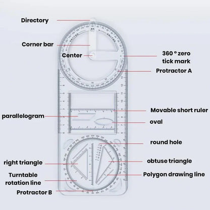 Multifunctional Geometric Ruler - All in one (Buy 1 Get 1 Free)